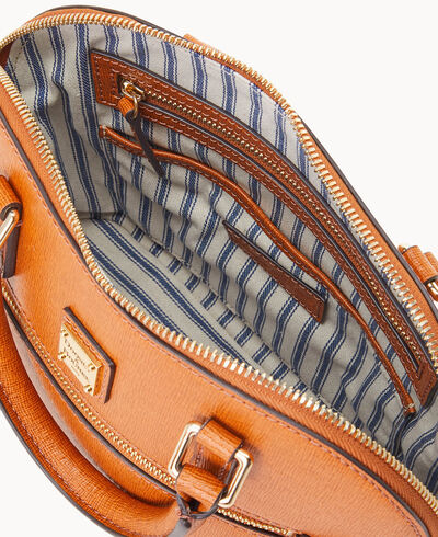 Saffiano Small Domed Zip Satchel