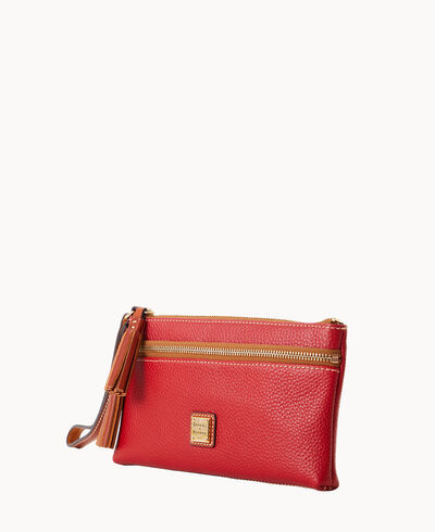 Pebble Grain Double Zip Wristlet