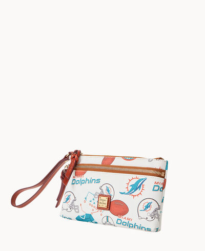 NFL Dolphins Double Zip Wristlet