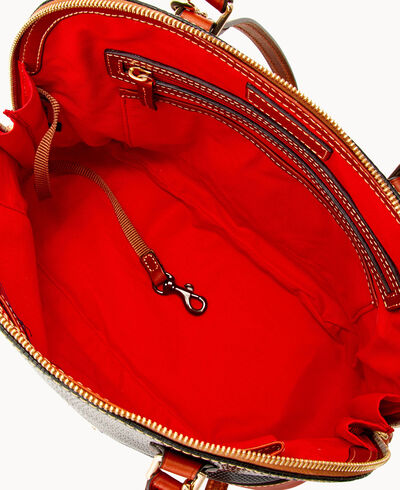 Embossed Lizard Zip Zip Satchel