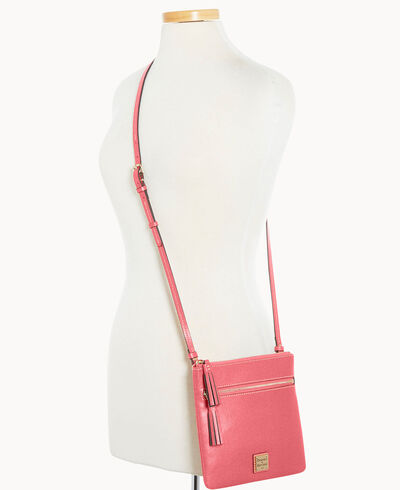 Saffiano Double Zip Tassel Crossbody