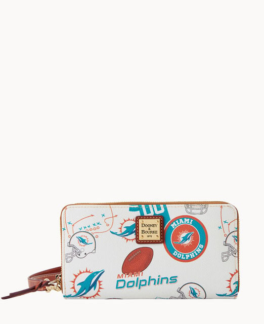 NFL Dolphins Large Zip Around Wristlet
