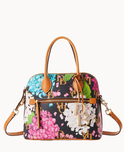 Hydrangea Monogram Domed Satchel