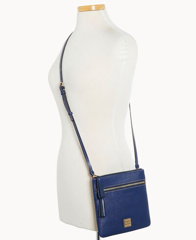 Saffiano Double Zip Tassel Crossbody