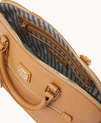 Saffiano Domed Zip Satchel