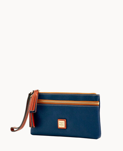 Pebble Grain Double Zip Wristlet