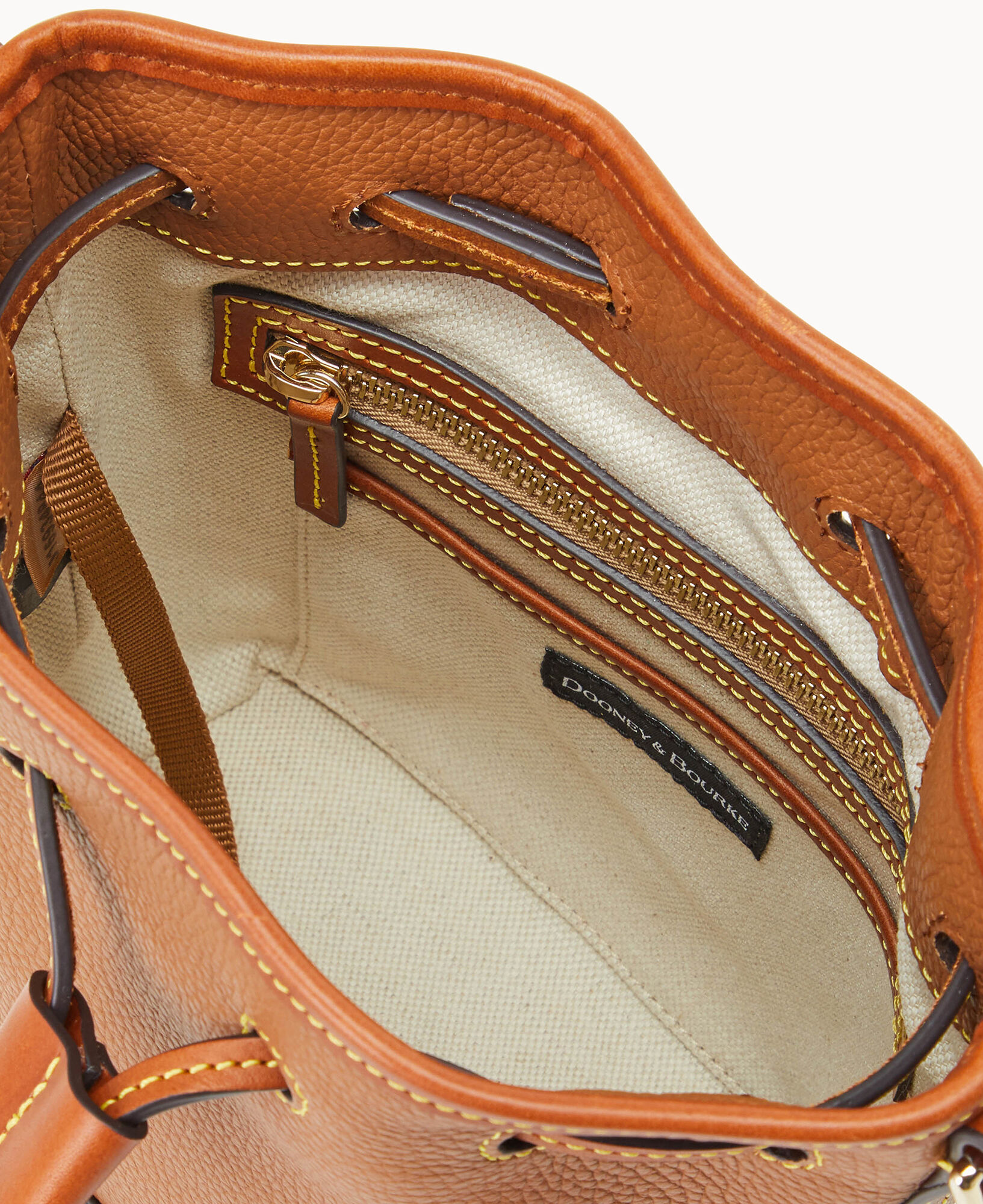 Dooney Bourke Pebble Grain Small Drawstring Caramel Crossbody