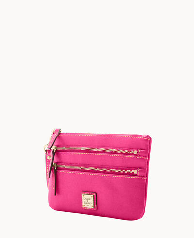 Saffiano Triple Zip Wristlet