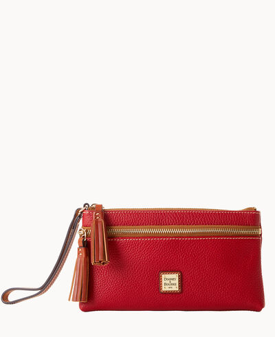 Pebble Grain Double Zip Wristlet