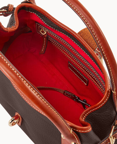 Pebble Grain Small Logo Lock Satchel