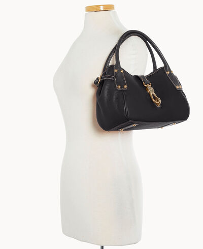 Pebble Grain Small Logo Lock Satchel