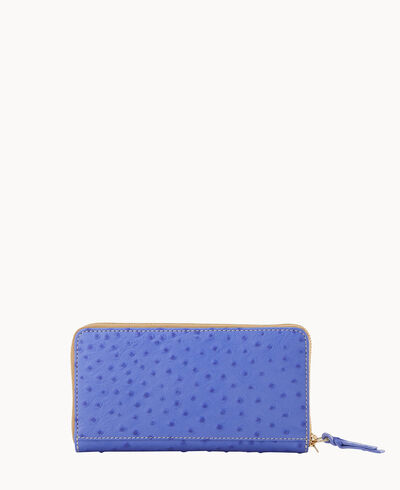 Ostrich Large Zip Around Wristlet