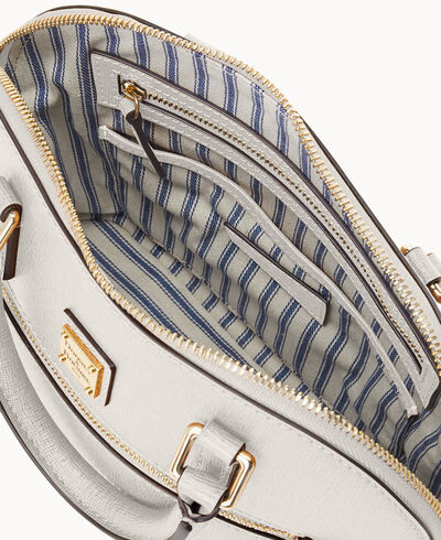 Saffiano Small Domed Zip Satchel
