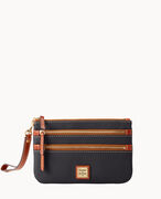 Pebble Grain Triple Zip Wristlet