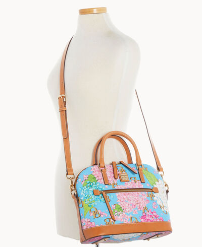Hydrangea Monogram Domed Zip Satchel
