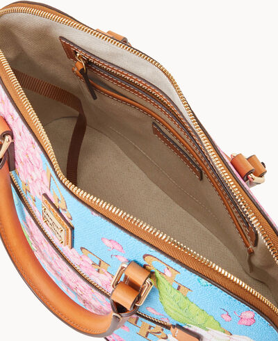 Hydrangea Monogram Domed Zip Satchel