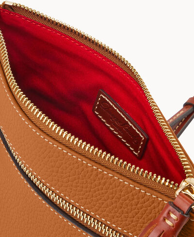 Pebble Grain Double Zip Tassel Crossbody
