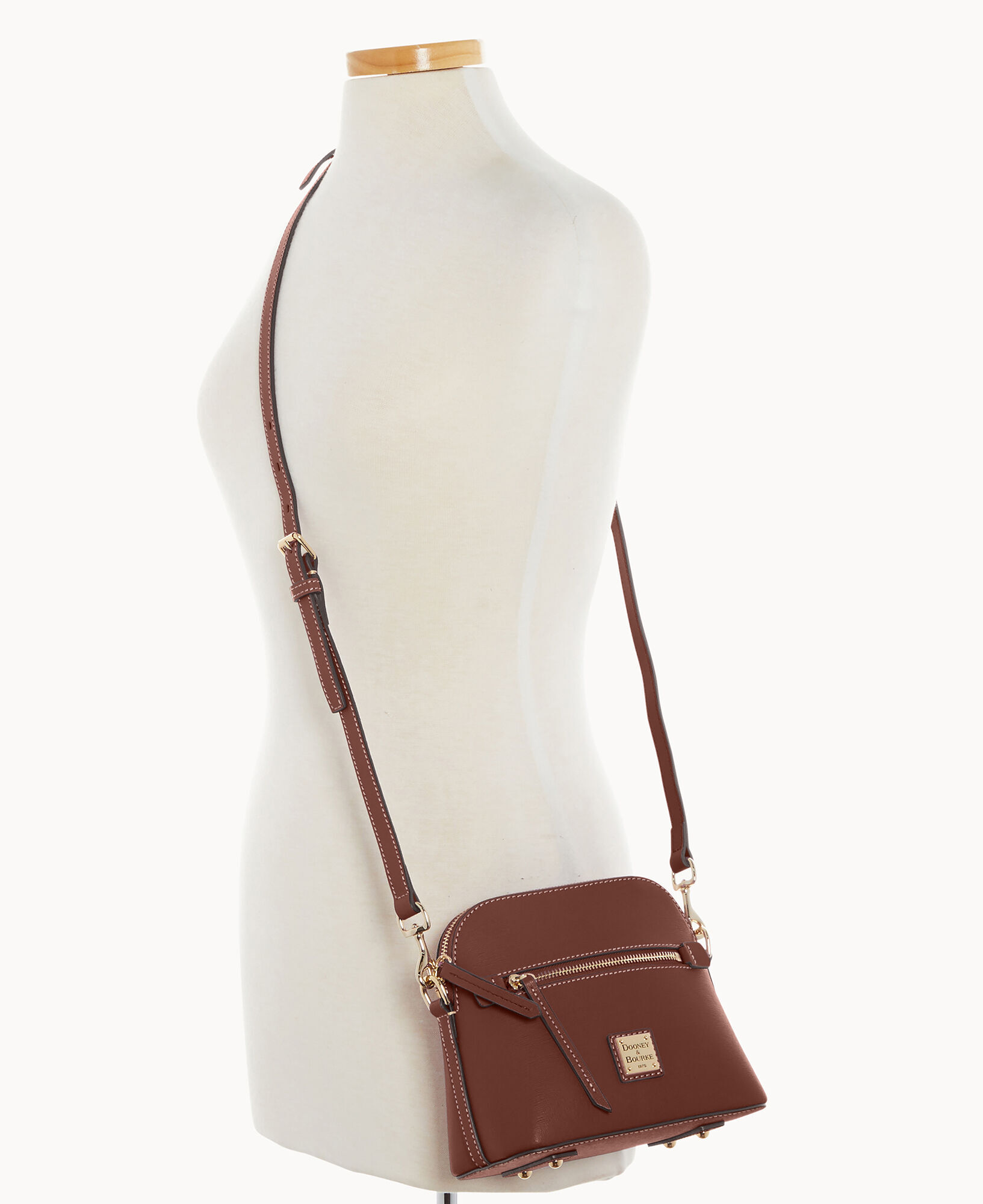 Dooney Bourke Women s Saffiano Domed Crossbody Leather Shoulder Bag in Amber