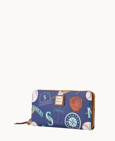 MLB Mariners Large Zip Around Wristlet