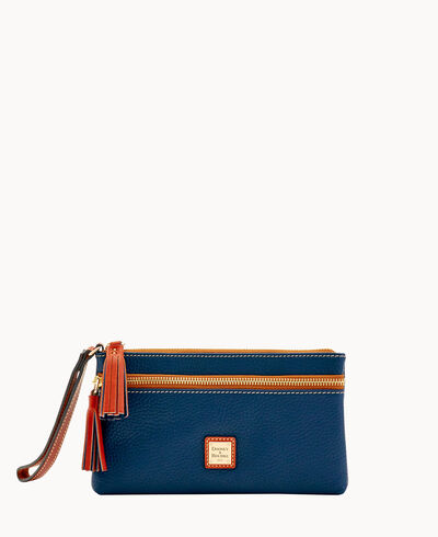 Pebble Grain Double Zip Wristlet