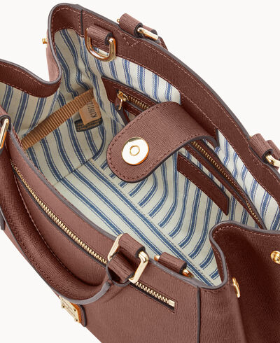 Saffiano Small Zip Satchel