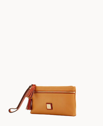 Pebble Grain Double Zip Wristlet