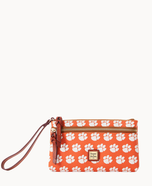 Collegiate Clemson University Double Zip Wristlet