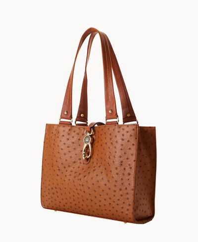 Ostrich Medium Logo Lock Tote