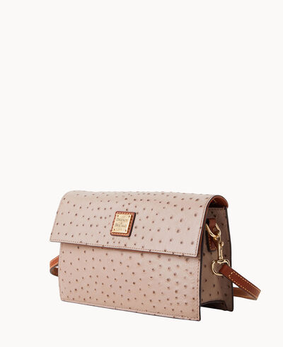 Ostrich East West Flap Shoulder Bag
