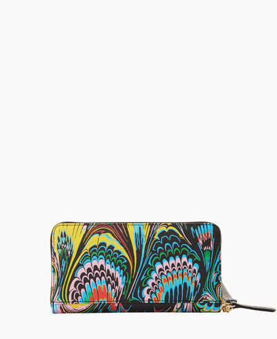 Plumes Large Zip Around Wristlet