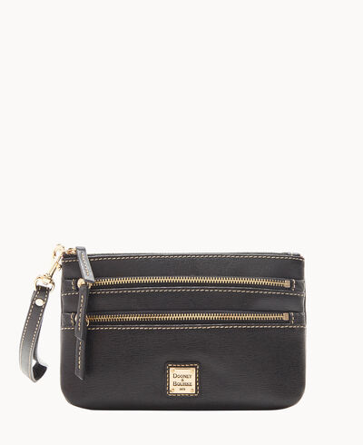 Saffiano Triple Zip Wristlet