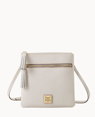 Saffiano Double Zip Tassel Crossbody