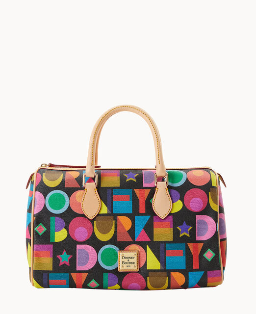 Dooney & Bourke Multicolor Logo Hearts Print Canvas Leather Shoulder Bag  and Wallet