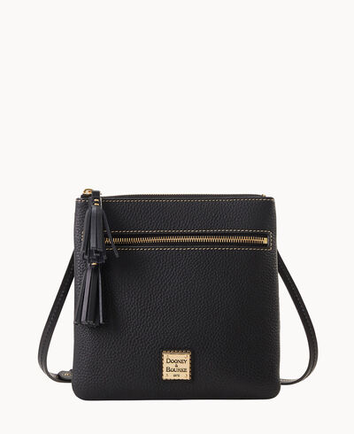 Pebble Grain Double Zip Tassel Crossbody