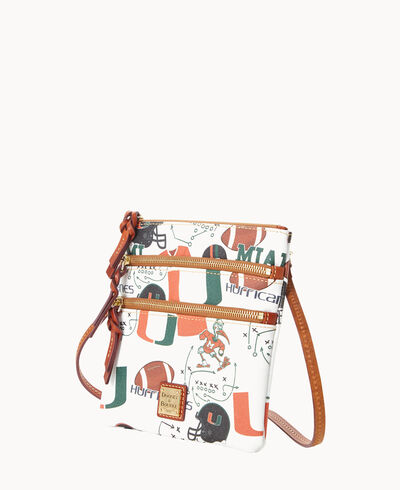 Collegiate University of Miami North South Triple Zip Crossbody