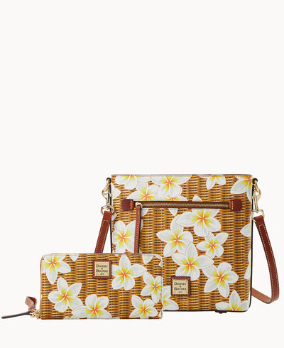 Plumeria Zip Crossbody and Large Zip Around Wristlet