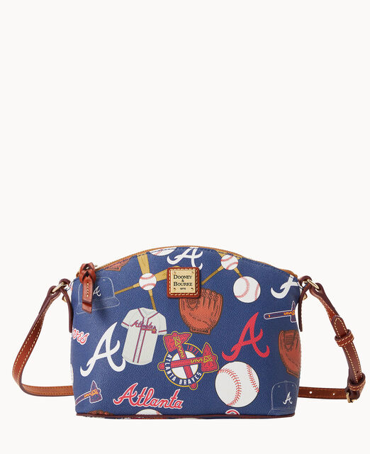 Officially Licensed MLB Fold Over Crossbody Purse - Atlanta Braves