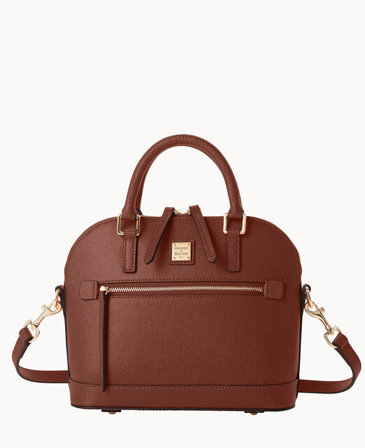 Saffiano Small Domed Zip Satchel