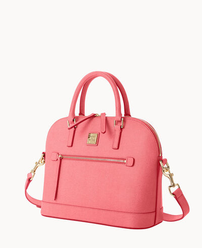 Saffiano Domed Zip Satchel  Full day ahead? Carry it all. https