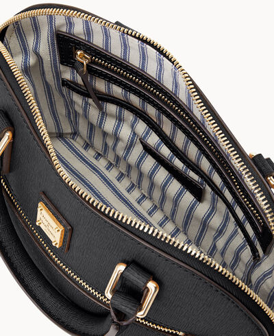 Saffiano Small Domed Zip Satchel