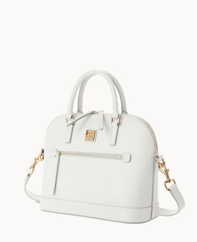 Saffiano Domed Zip Satchel