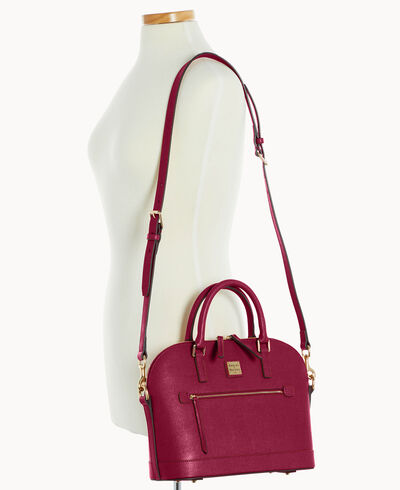 Saffiano Domed Zip Satchel