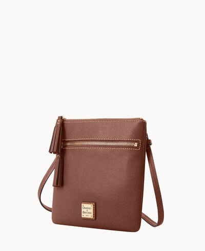 Saffiano Double Zip Tassel Crossbody