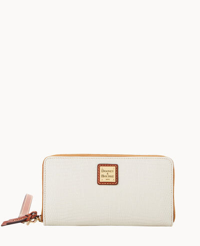 Embossed Lizard Large Zip Around Wristlet