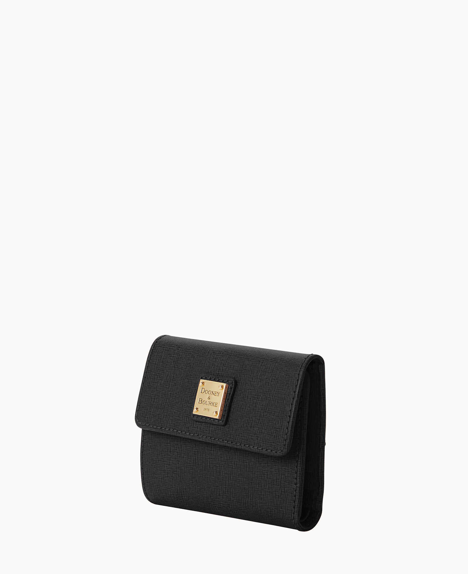 Dooney & Bourke Leather Saffiano Small Flap Wallet ,Black