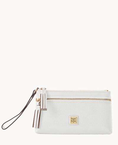 Saffiano Double Zip Wristlet