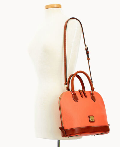 Pebble Grain Zip Zip Satchel