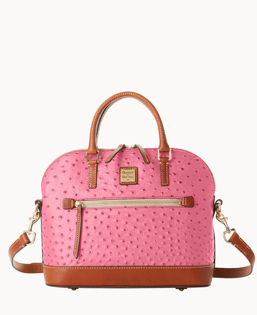 Ostrich Domed Zip Satchel