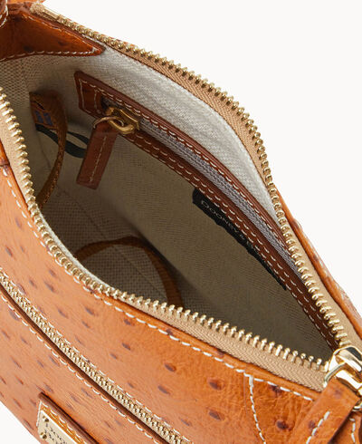 Ostrich Front Zip Crossbody