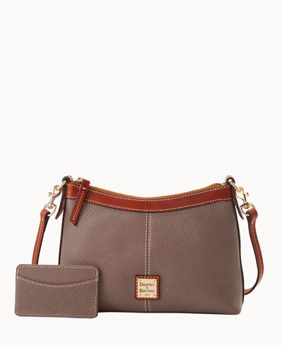 Pebble Grain Crossbody Pouch with Business Card Case